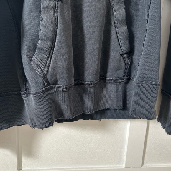 Abercrombie & Fitch Men's Navy Blue Hoodie Washed Distressed Vintage Y2K Large - Picture 3 of 13